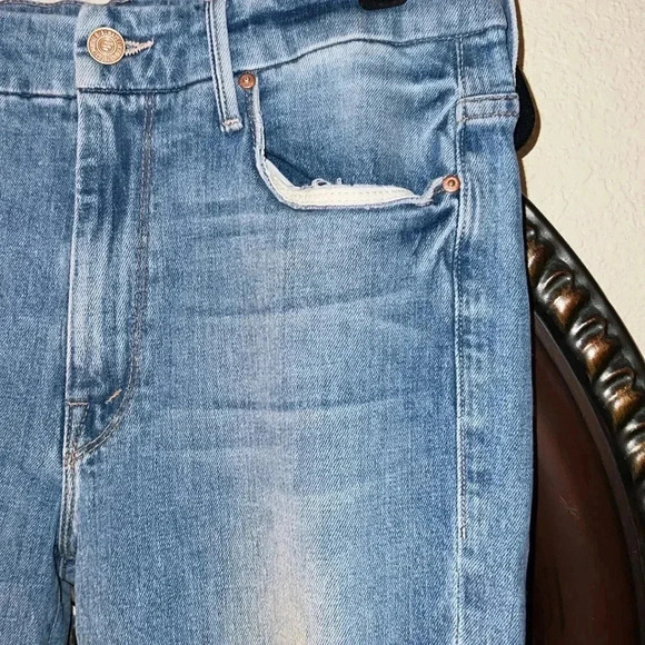 MOTHER Women’s High Waisted Looker Crop Wash Let’s Kick It Denim Jeans Pants 28 - Picture 7 of 16